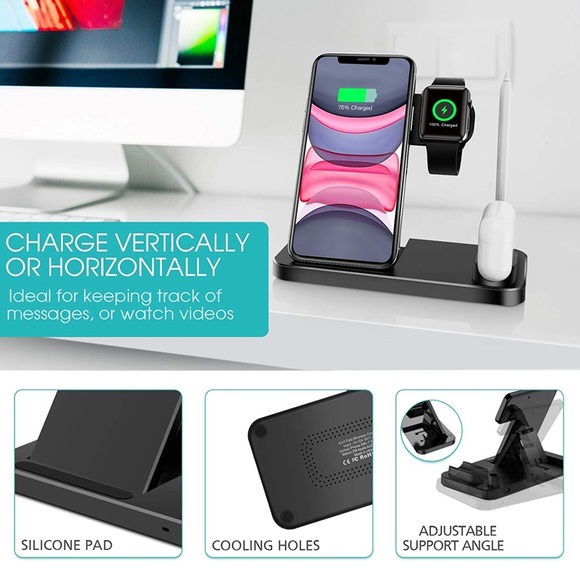 QI-EU 4 in 1 FAST CHARGER , Black, NIB - Picture 5 of 9